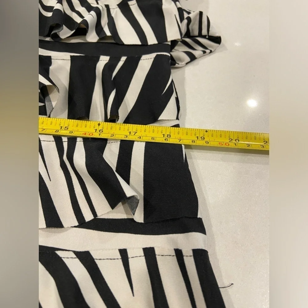 Retro Tango Mango Black And White Flapper Frill Dress Size XL - Picture 8 of 10